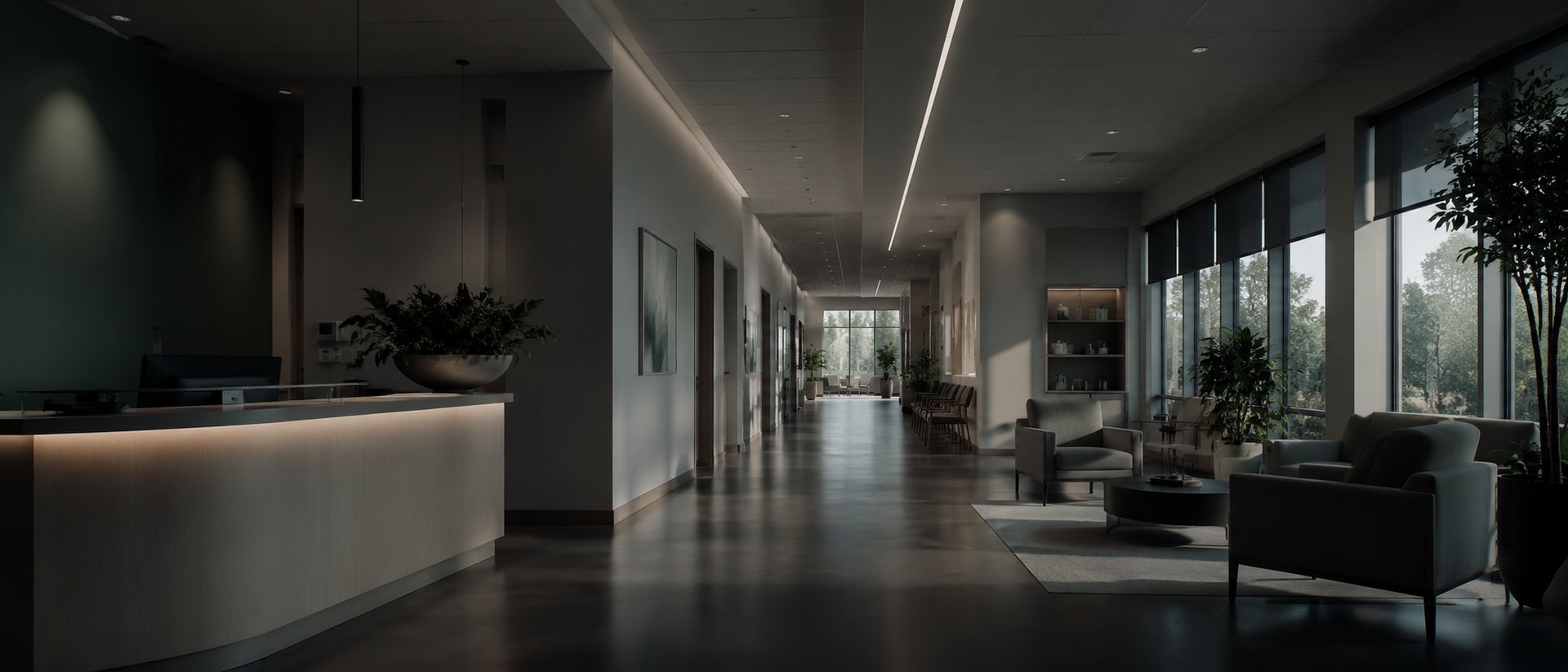 A calm, bright modern clinic interior