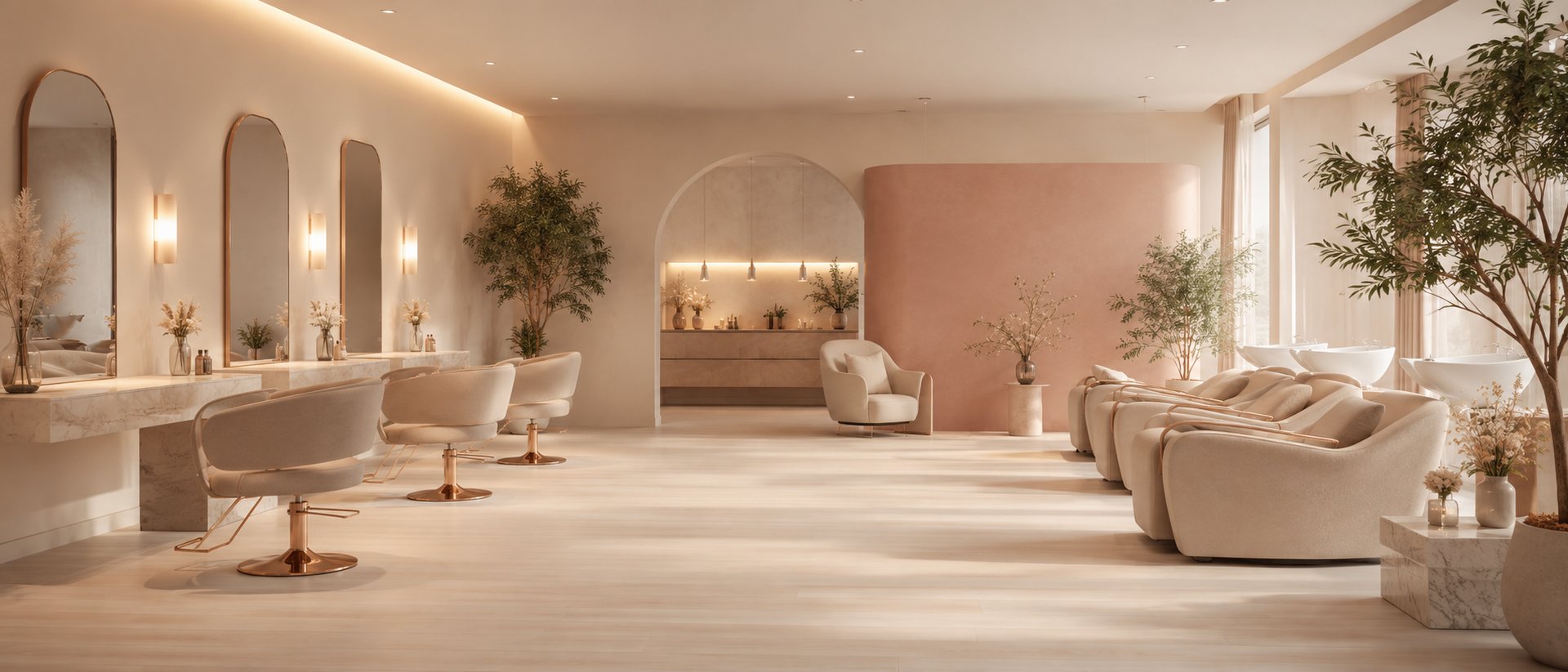 A warm inviting salon or spa interior at a calm moment