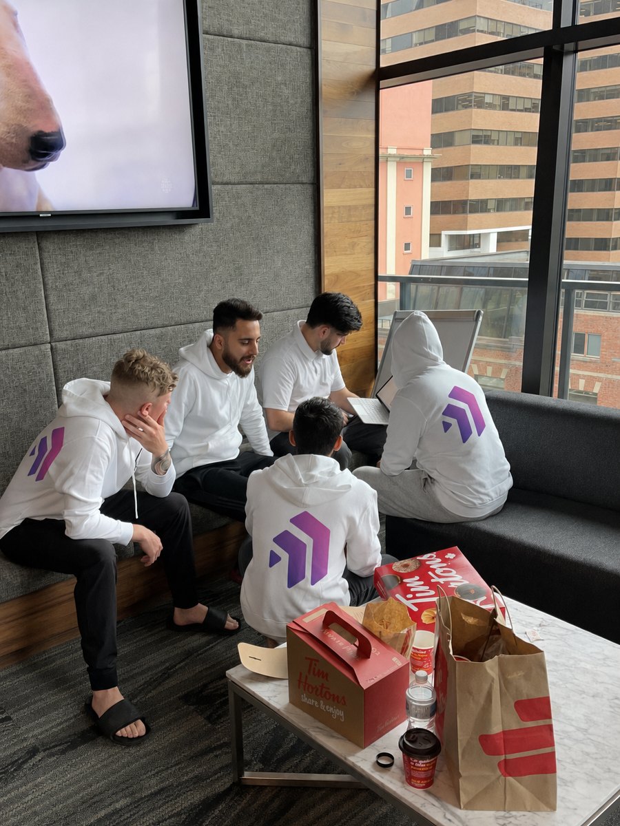 The team between shifts at the Telebridge office