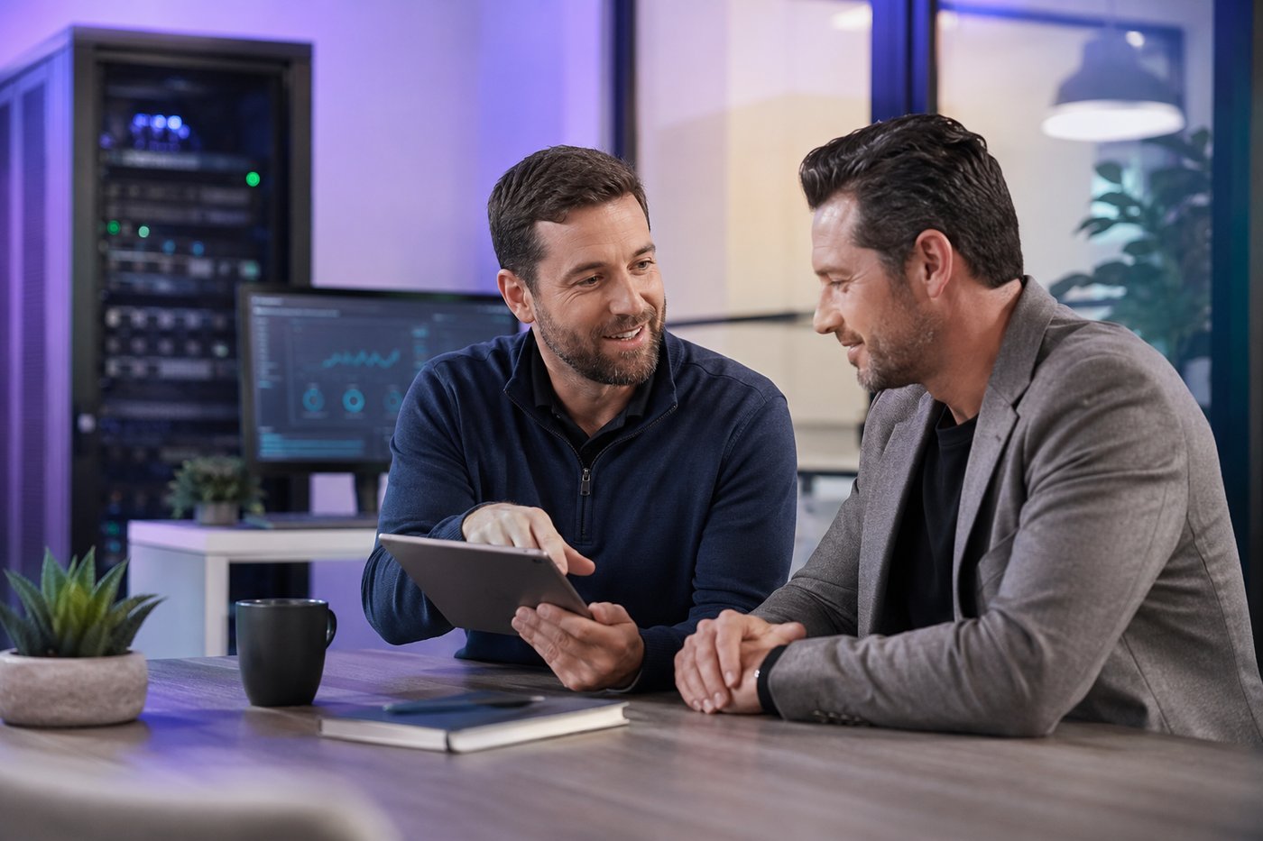Telebridge security advisor reviewing a protection plan with a business client